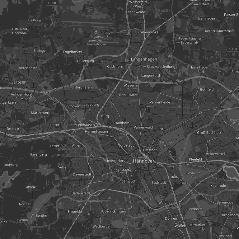 Karte der S-Bahn-Linie S5 vom Flughafen Hannover-Langenhagen zum Hauptbahnhof